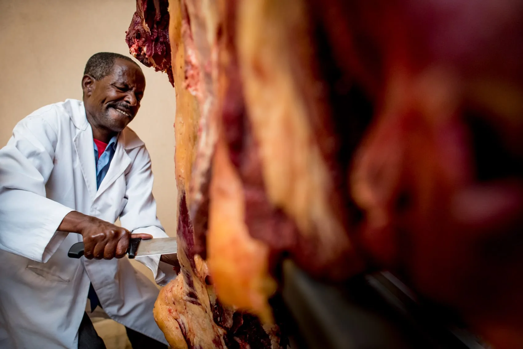 the Ethiopian traditional raw meat being cut at the wedding