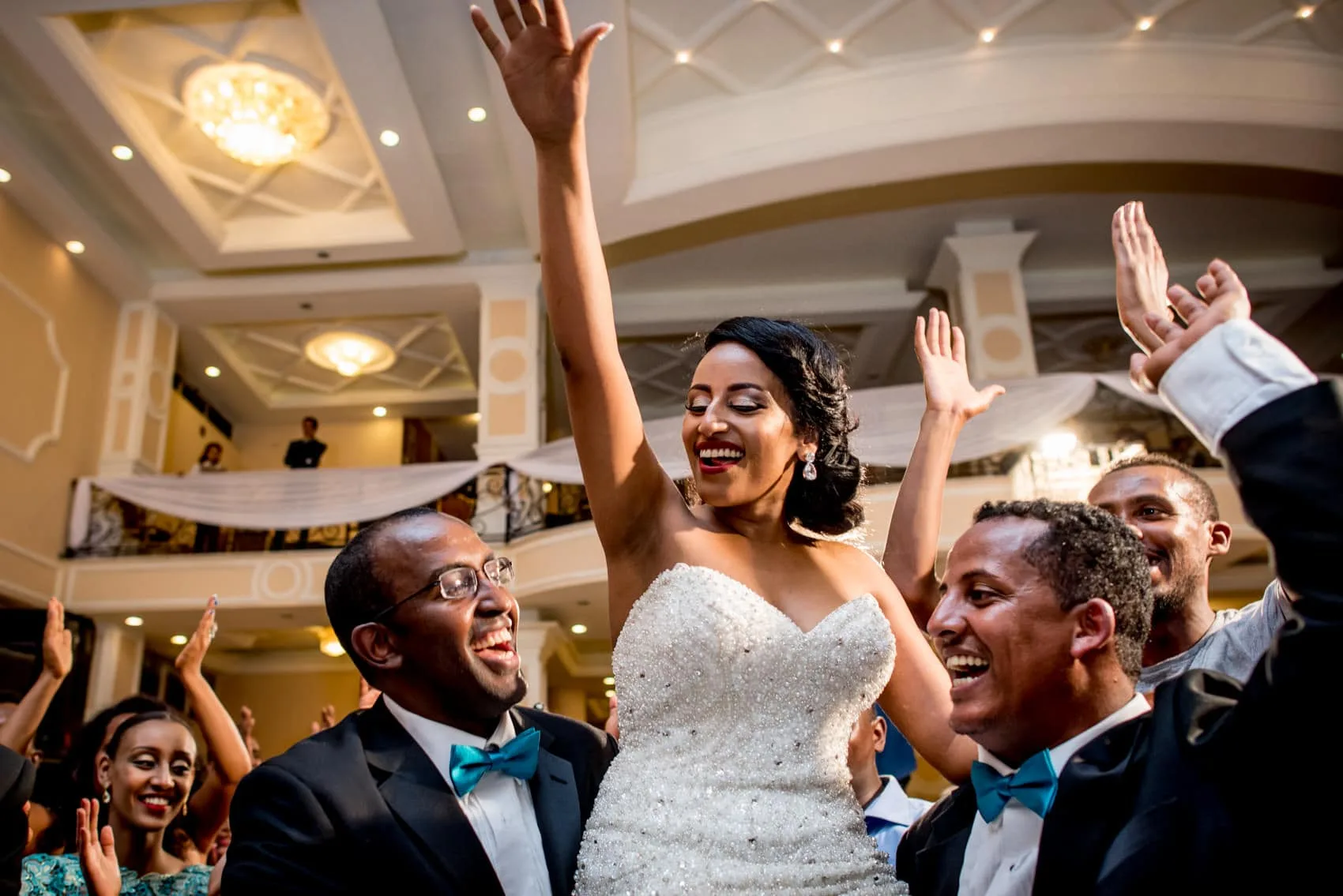 bride on the dance floor of an Ethiopian wedding in Addis Ababa.
