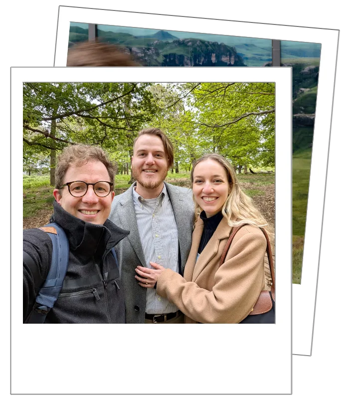 Photographer Matt Badenoch with one of his proposal couples in Richmond Park